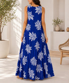 Ladies Fern Print Maxi Pocket Dress -Royal - StylePhase SA