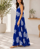 Ladies Fern Print Maxi Pocket Dress -Royal - StylePhase SA