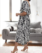 Ladies Fern Print Square Neck Dress - StylePhase SA