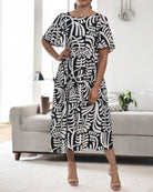 Ladies Fern Print Square Neck Dress - StylePhase SA