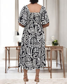 Ladies Fern Print Square Neck Dress - StylePhase SA