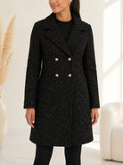 Ladies Fleece Black Double Breast Coat - StylePhase SA