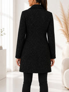 Ladies Fleece Black Double Breast Coat - StylePhase SA