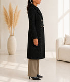 Ladies Fleece Black Double Breast Coat - StylePhase SA