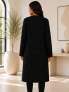 Ladies Fleece Black Open Coat - StylePhase SA