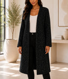 Ladies Fleece Black Open Coat - StylePhase SA