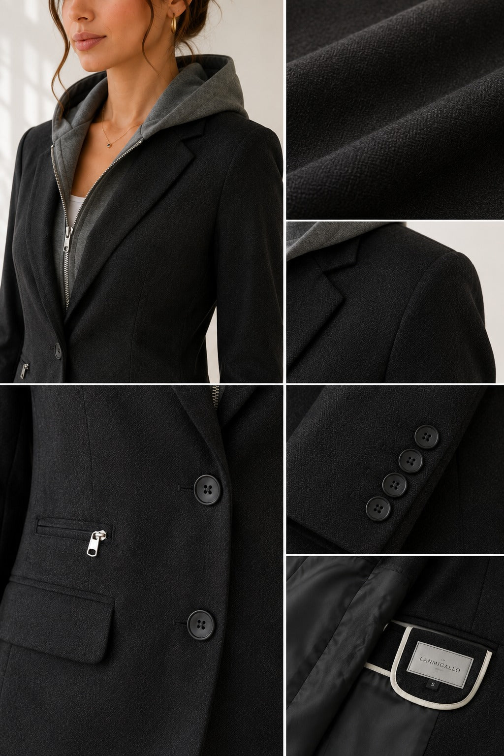 Ladies Fleece Hoody Lined Jacket - Black - StylePhase SA