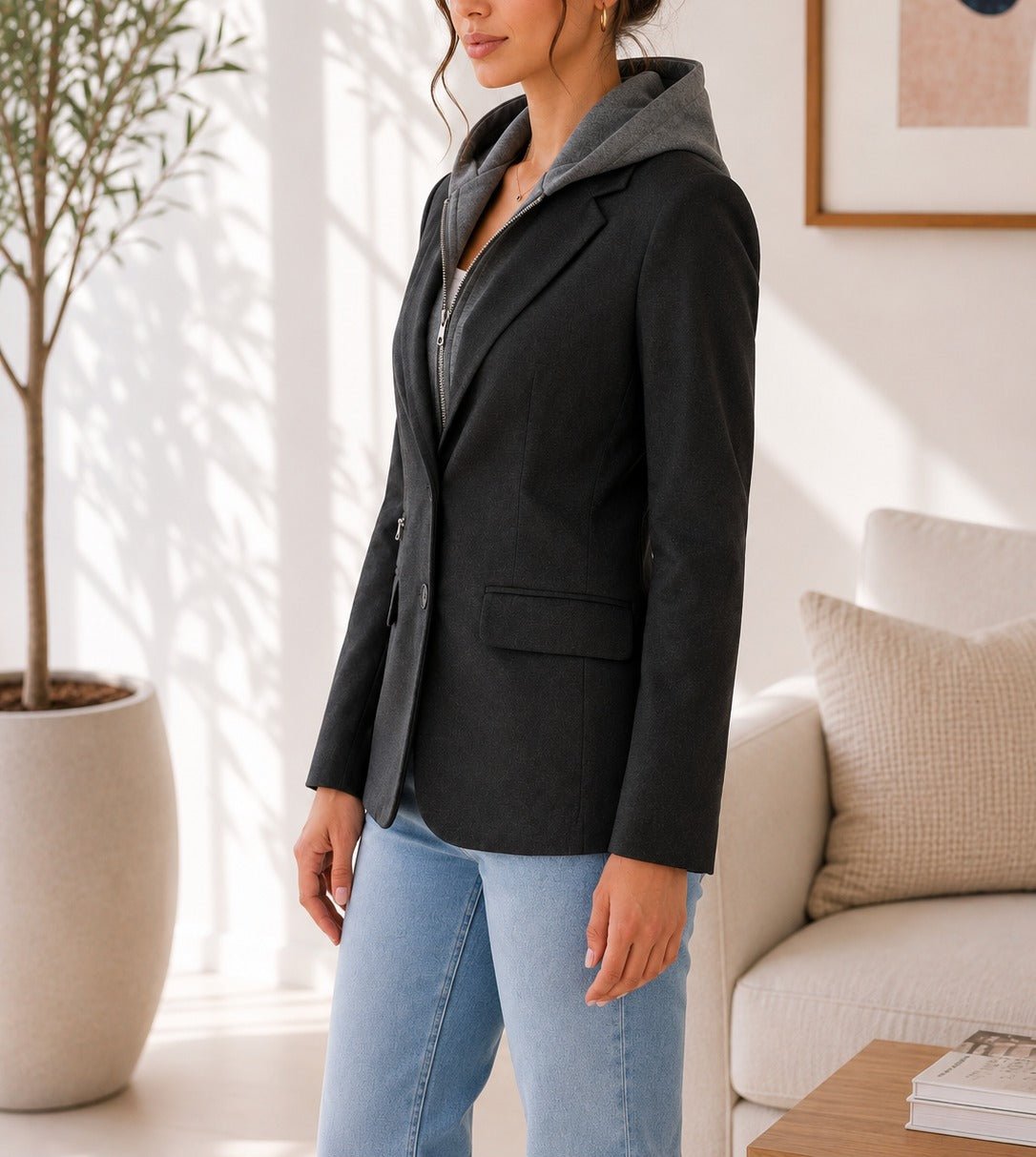 Ladies Fleece Hoody Lined Jacket - Black - StylePhase SA