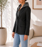 Ladies Fleece Hoody Lined Jacket - Black - StylePhase SA