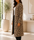 Ladies Fleece Leopard Print Open Coat - StylePhase SA