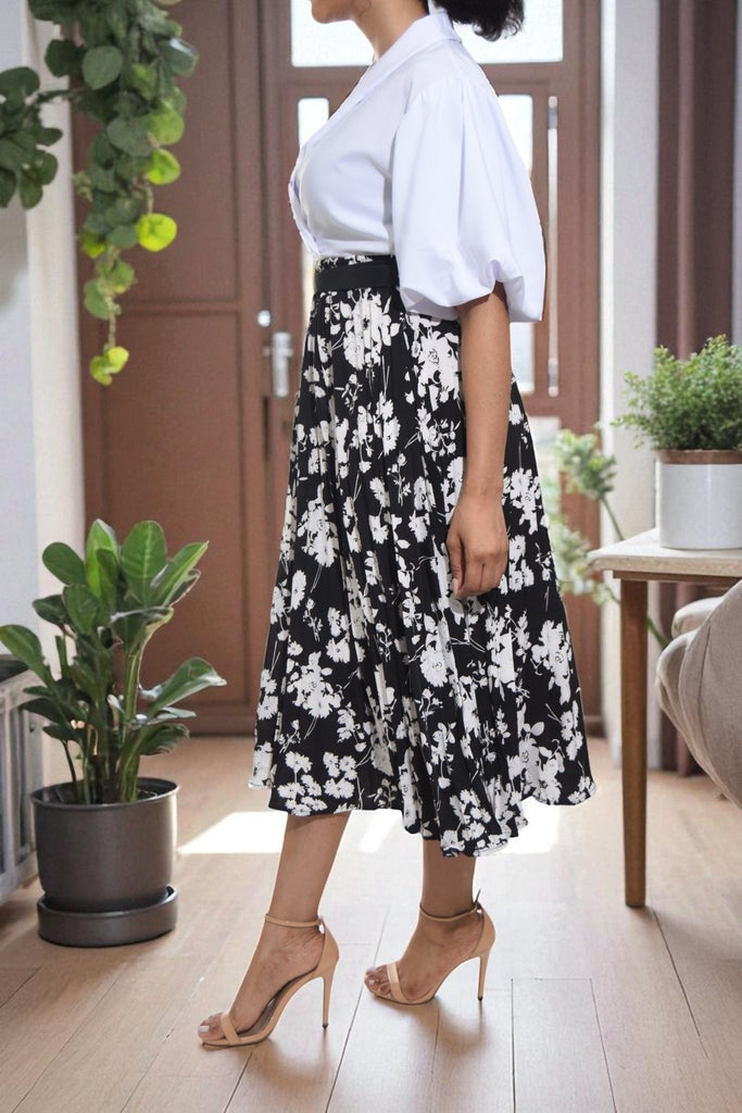 Ladies Floral Black Pocket Skirt (No Belt) - StylePhase SA