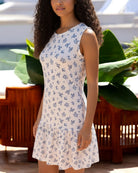 Ladies Floral Blue Mini Dress - StylePhase SA