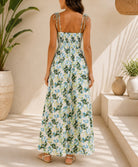 Ladies Floral Green Tie Shoulder Dress - StylePhase SA