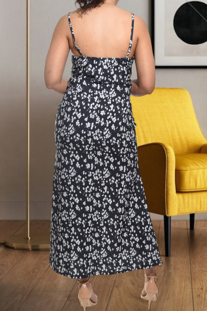 Ladies Floral Grey Tie Front Dress - StylePhase SA