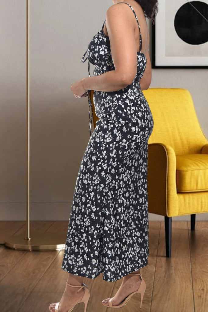 Ladies Floral Grey Tie Front Dress - StylePhase SA