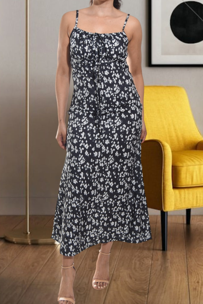 Ladies Floral Grey Tie Front Dress - StylePhase SA