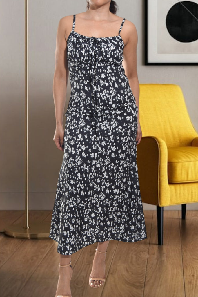 Ladies Floral Grey Tie Front Dress - StylePhase SA