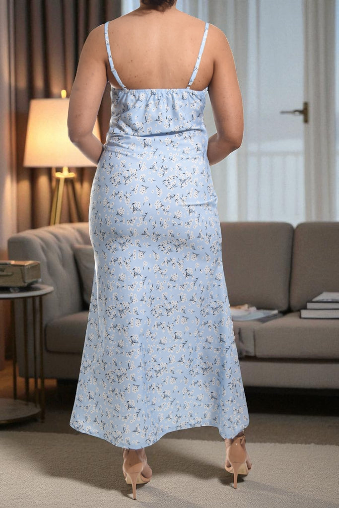 Ladies Floral Light Blue Tie Front Dress - StylePhase SA