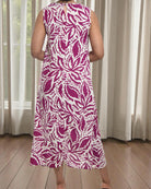 Ladies Floral Maroon Midi Sleeveless Dress - StylePhase SA