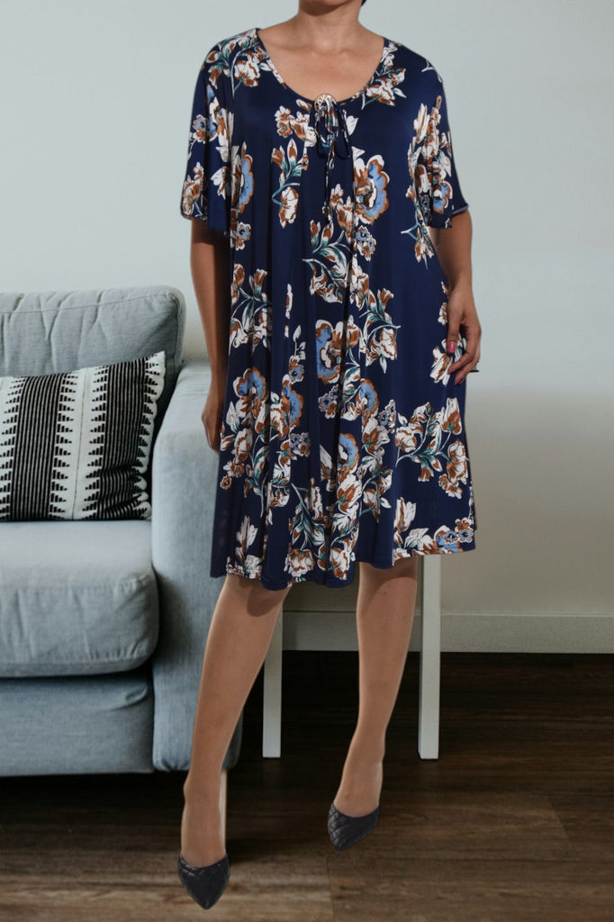 Ladies Floral Navy Dress - StylePhase SA