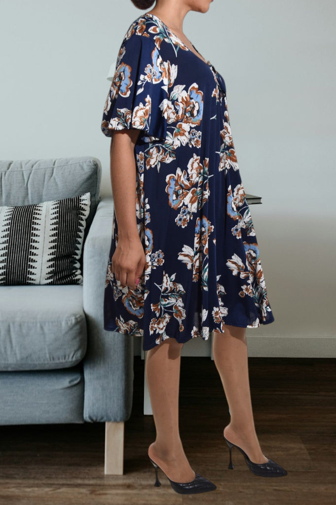 Ladies Floral Navy Dress - StylePhase SA