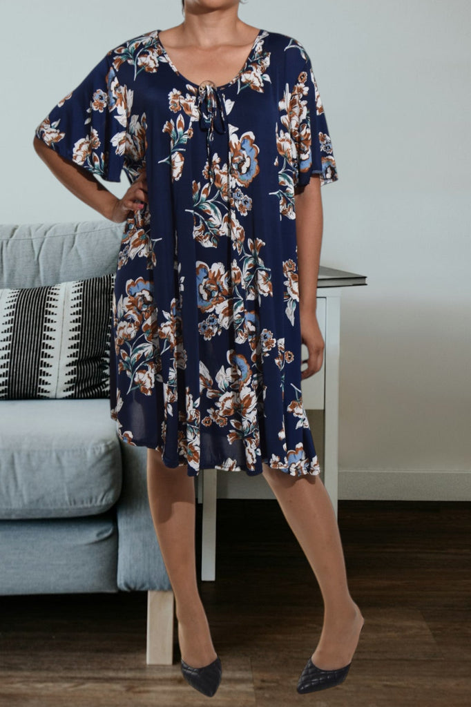 Ladies Floral Navy Dress - StylePhase SA