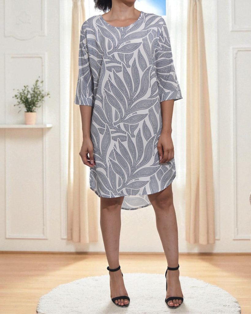 Ladies Floral Navy Tunic 3/4 Sleeve Dress - StylePhase SA