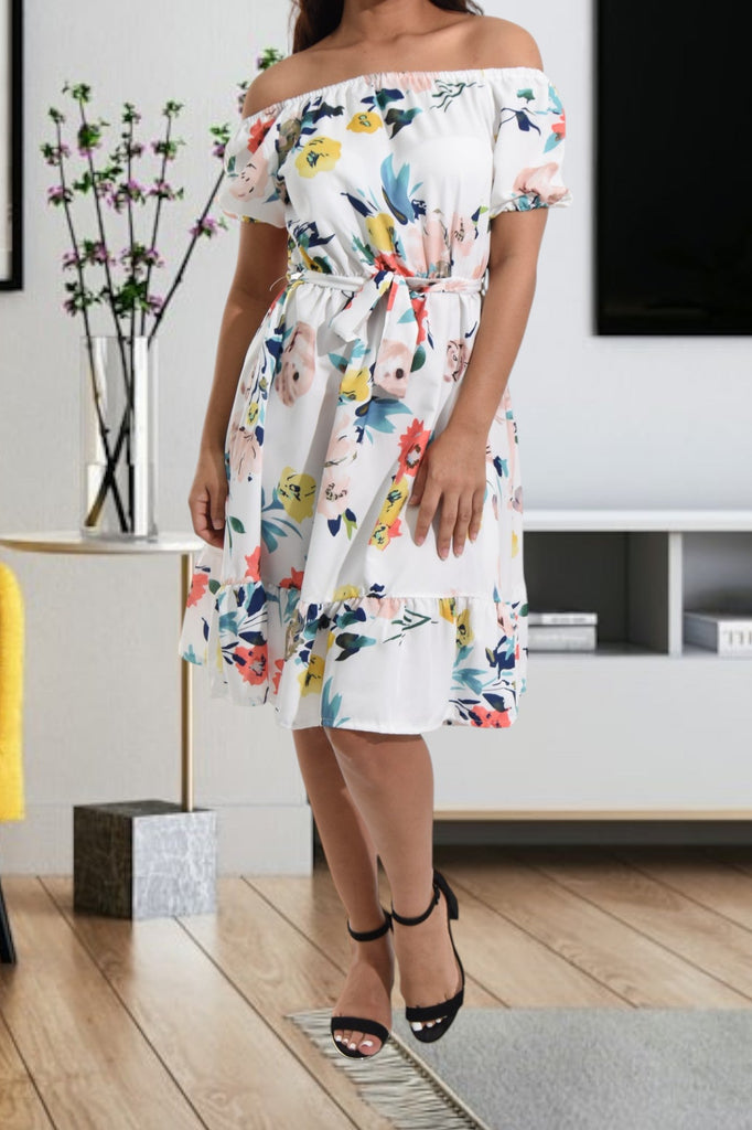 Ladies Floral Off Shoulder Dress - StylePhase SA