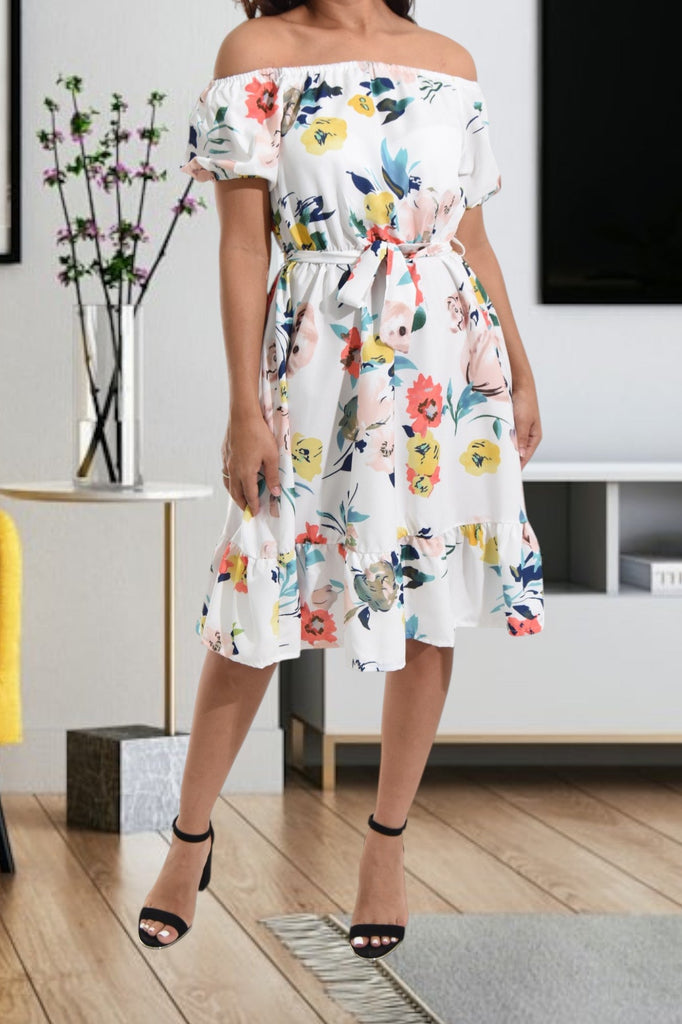 Ladies Floral Off Shoulder Dress - StylePhase SA