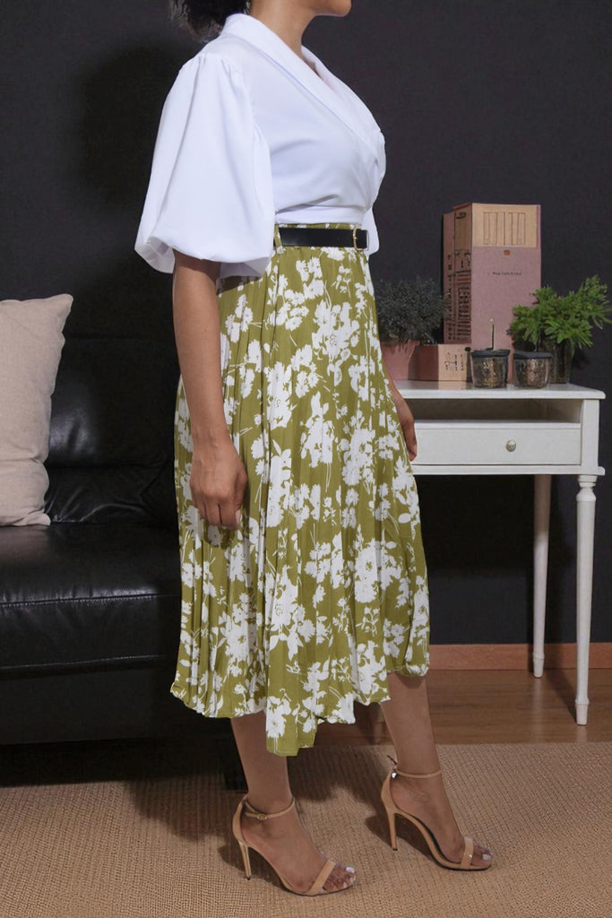 Ladies Floral Olive Pocket Skirt (No Belt) - StylePhase SA