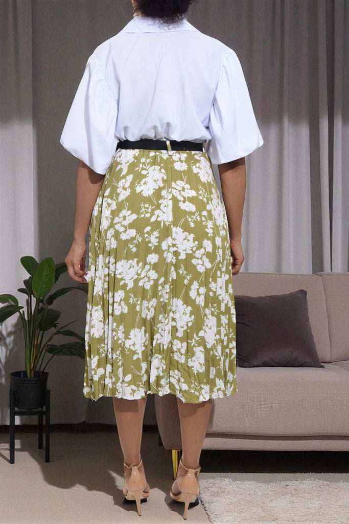 Ladies Floral Olive Pocket Skirt (No Belt) - StylePhase SA