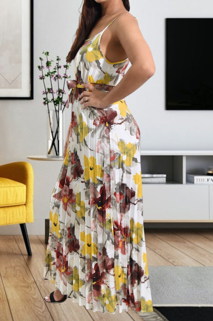 Ladies Floral Pleated Dress - StylePhase SA