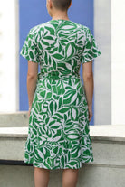 Ladies Floral Ruffel Wrap Dress - Green And White - StylePhase SA