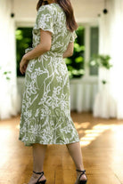Ladies Floral Ruffel Wrap Dress - Sage Floral - StylePhase SA