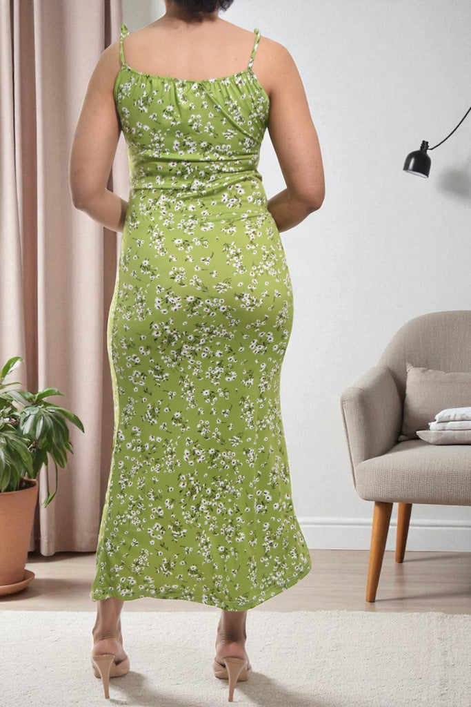 Ladies Floral Sage Tie Front Dress - StylePhase SA