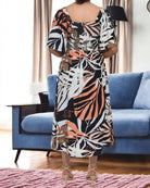 Ladies Floral Square Neck Dress - StylePhase SA