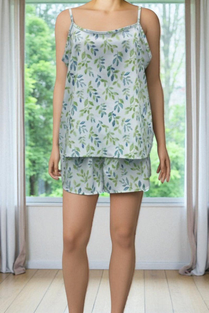 Ladies Floral Strappy Pj Set - Leaf Printed - StylePhase SA