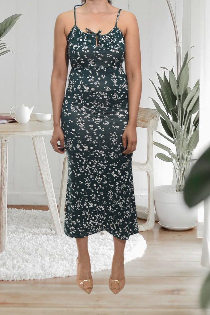 Ladies Floral Teal Tie Front Dress - StylePhase SA