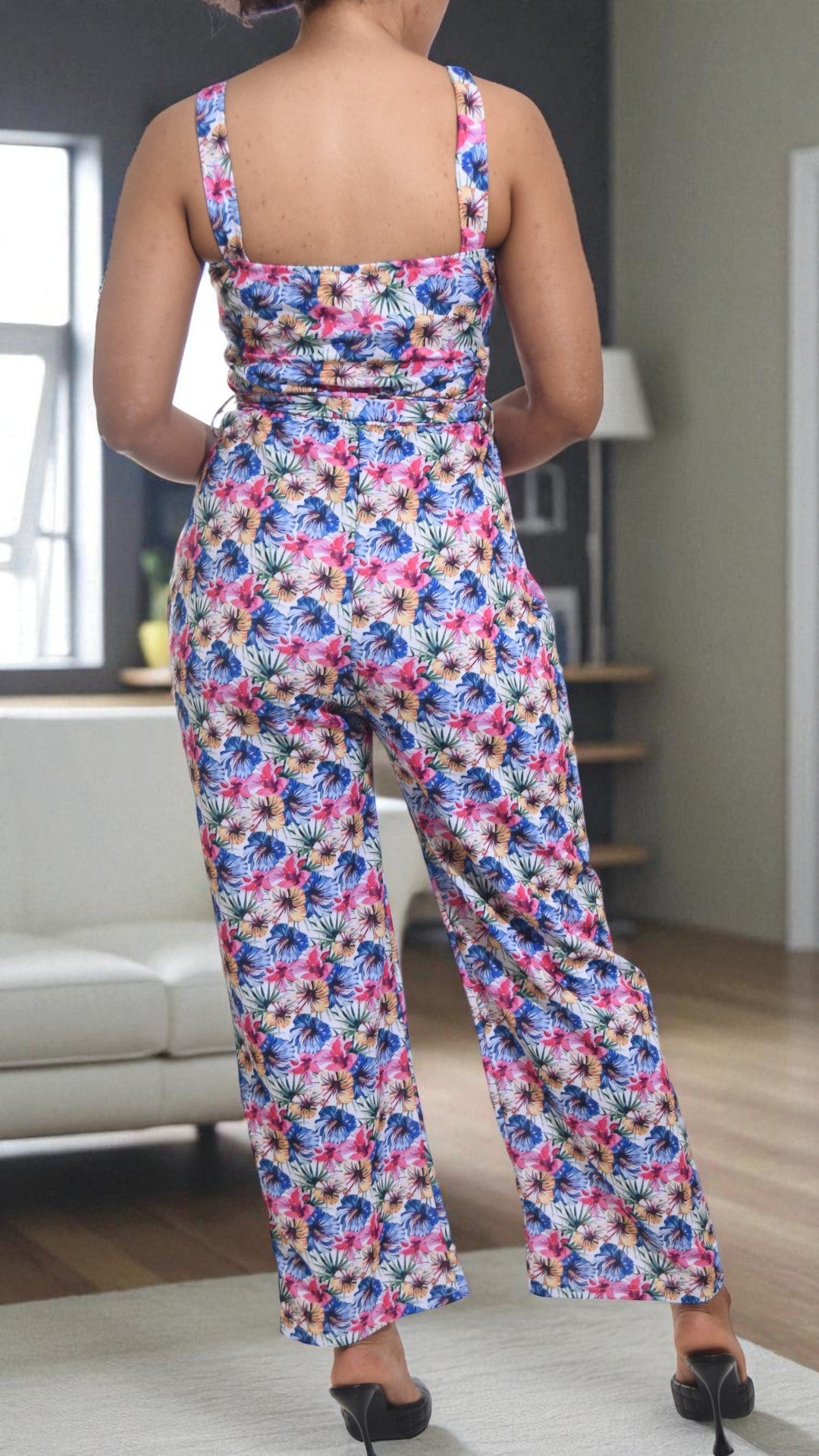 Ladies Floral Tie Front Jumpsuit - StylePhase SA