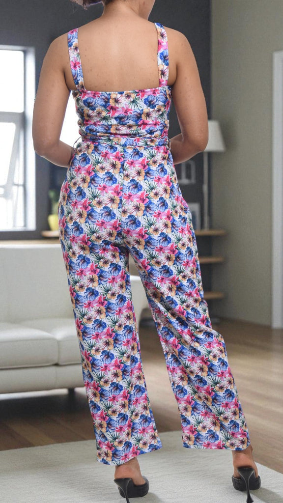Ladies Floral Tie Front Jumpsuit - StylePhase SA