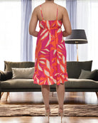 Ladies Frill Mini Dress - Cerise And Orange - StylePhase SA