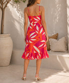 Ladies Frill Mini Dress- Cerise And Orange - StylePhase SA