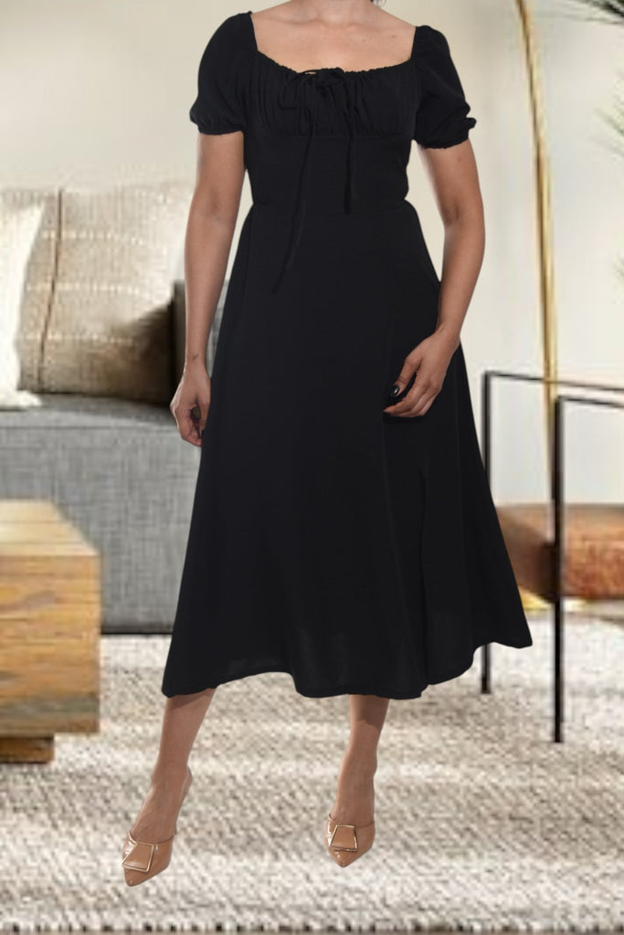 Ladies Front Slit Black Dress - StylePhase SA