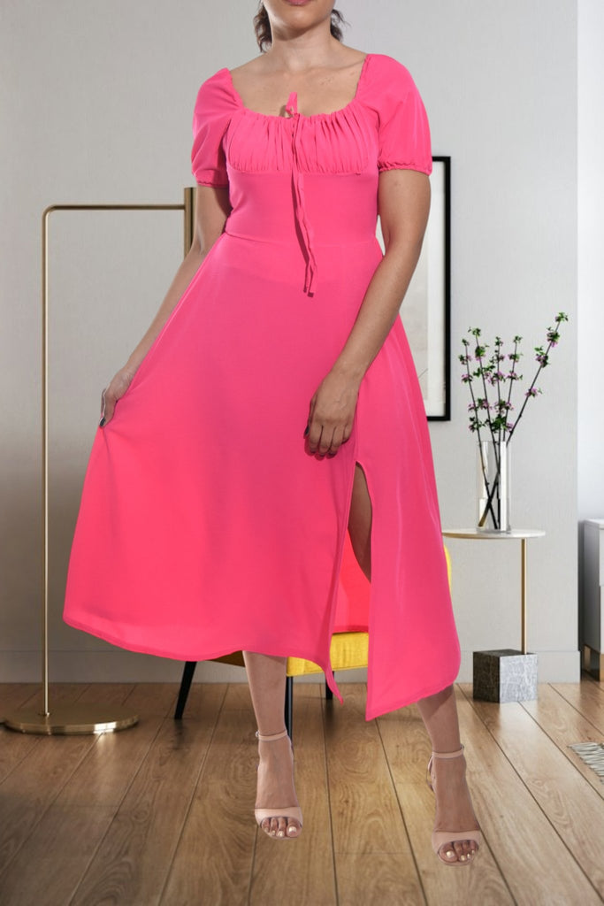 Ladies Front Slit Cerise Dress - StylePhase SA
