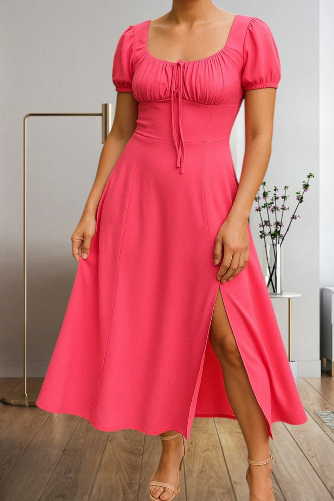 Ladies Front Slit Cerise Dress - StylePhase SA