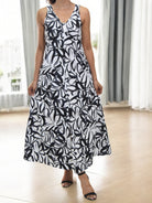 Ladies Front Slit Dress - Big Flowers - StylePhase SA