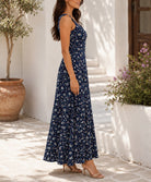 Ladies Front Slit Dress- Black Mini Floral - StylePhase SA