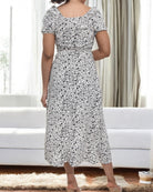 Ladies Front Slit Dress - Cream And Black - StylePhase SA