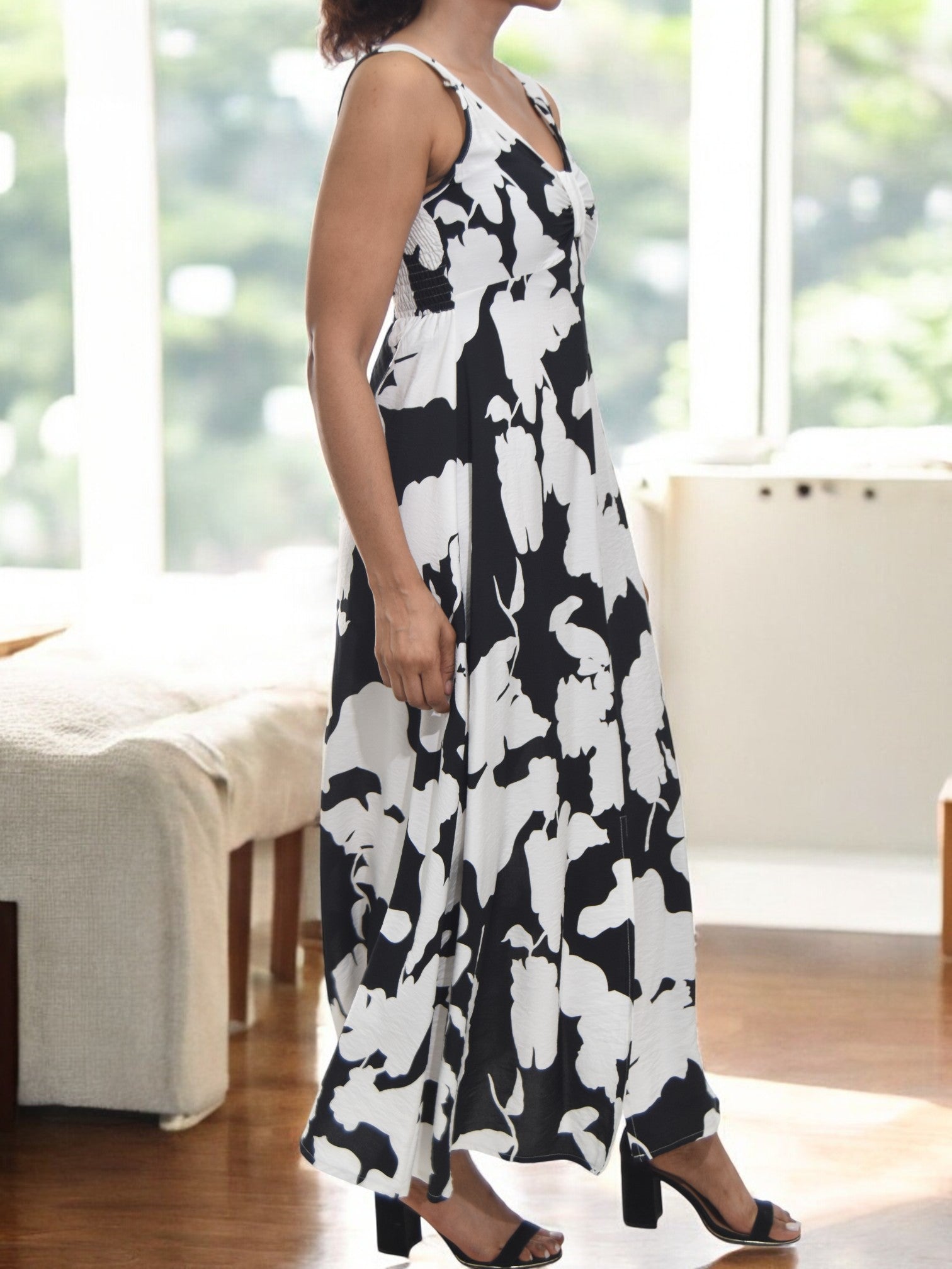 Ladies Front Slit Dress - Floral - StylePhase SA