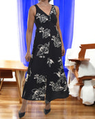 Ladies Front Slit Dress - Floral Cream - StylePhase SA
